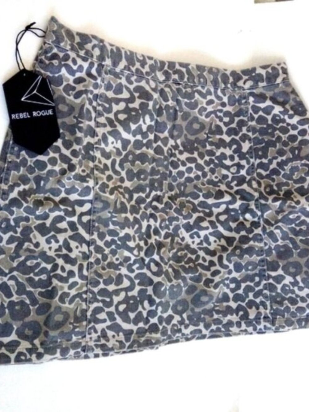 New Rebel Rogue Animal Print London A-Line Cotton Button Up Mini Skirt Size XL